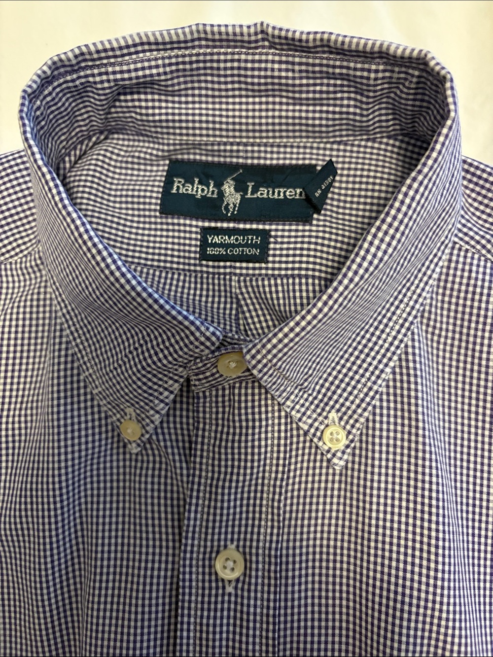 Ralph Lauren Purple and White Gingham Button-Down Shirt